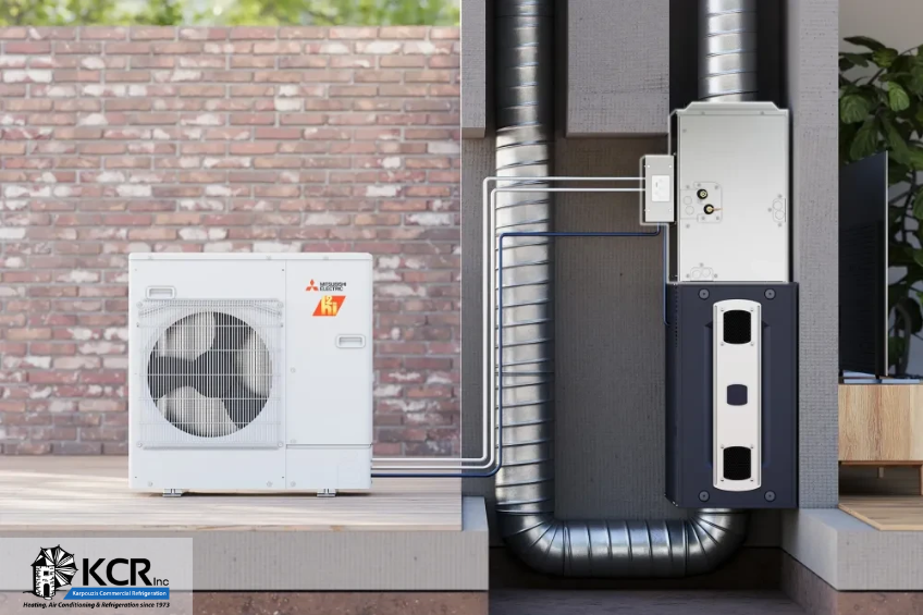 mitsubishi heat pump, forced air heating, commercial heating, commercial hvac, heating system repair, mitsubishi ductless